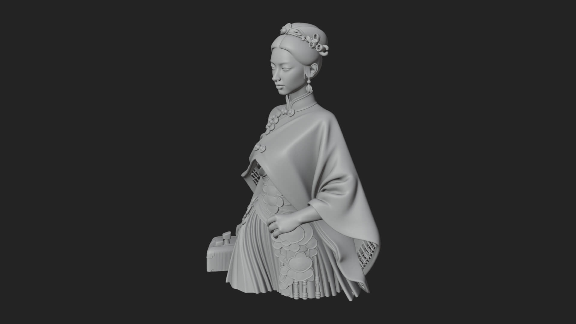 Shawl Wrapped Lady Statue Design 1 3D Print Model 3D Model