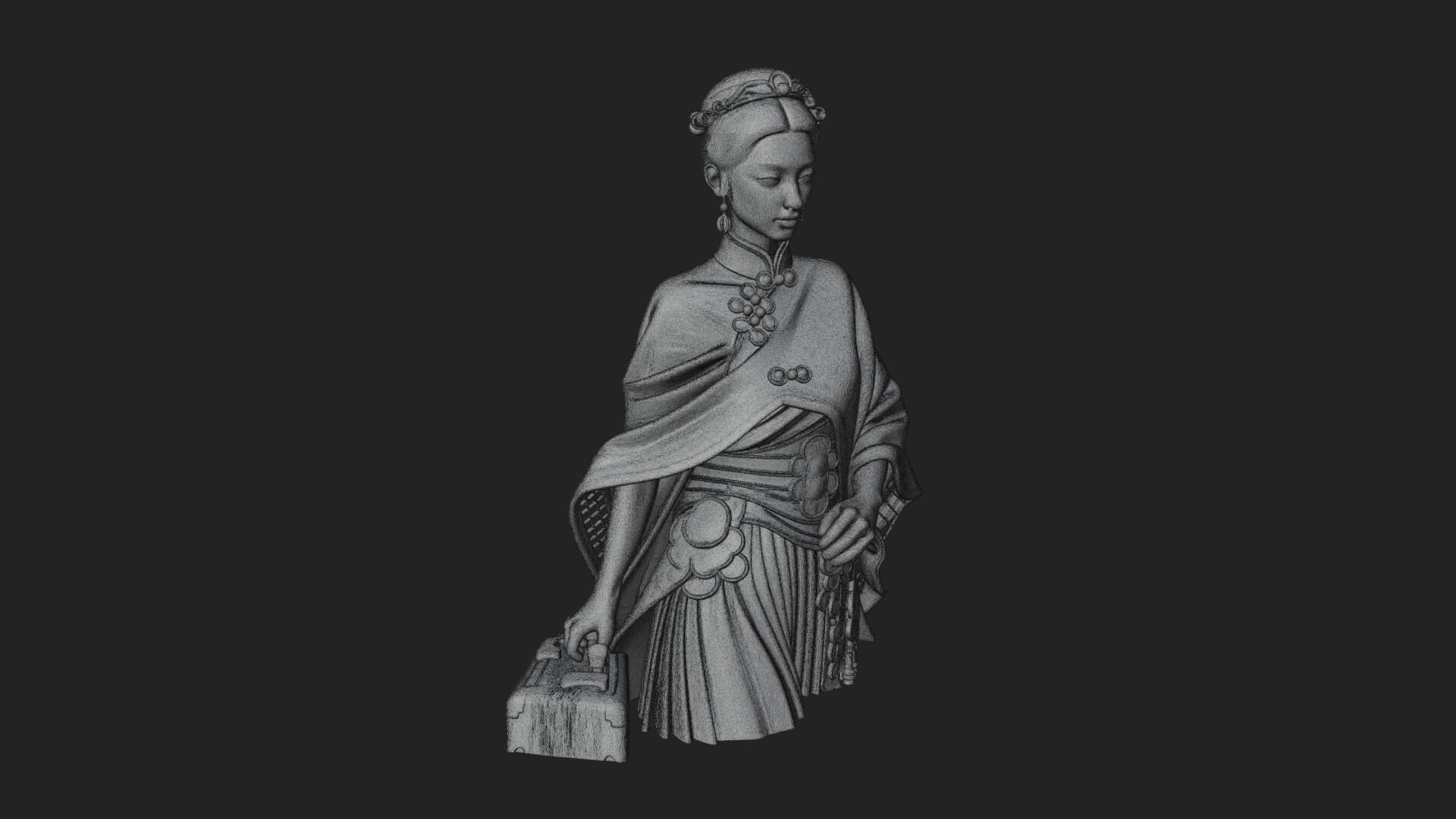 Shawl Wrapped Lady Statue Design 1 3D Print Model 3D Model