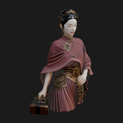 Shawl Wrapped Lady Statue Design 1 3D Print Model