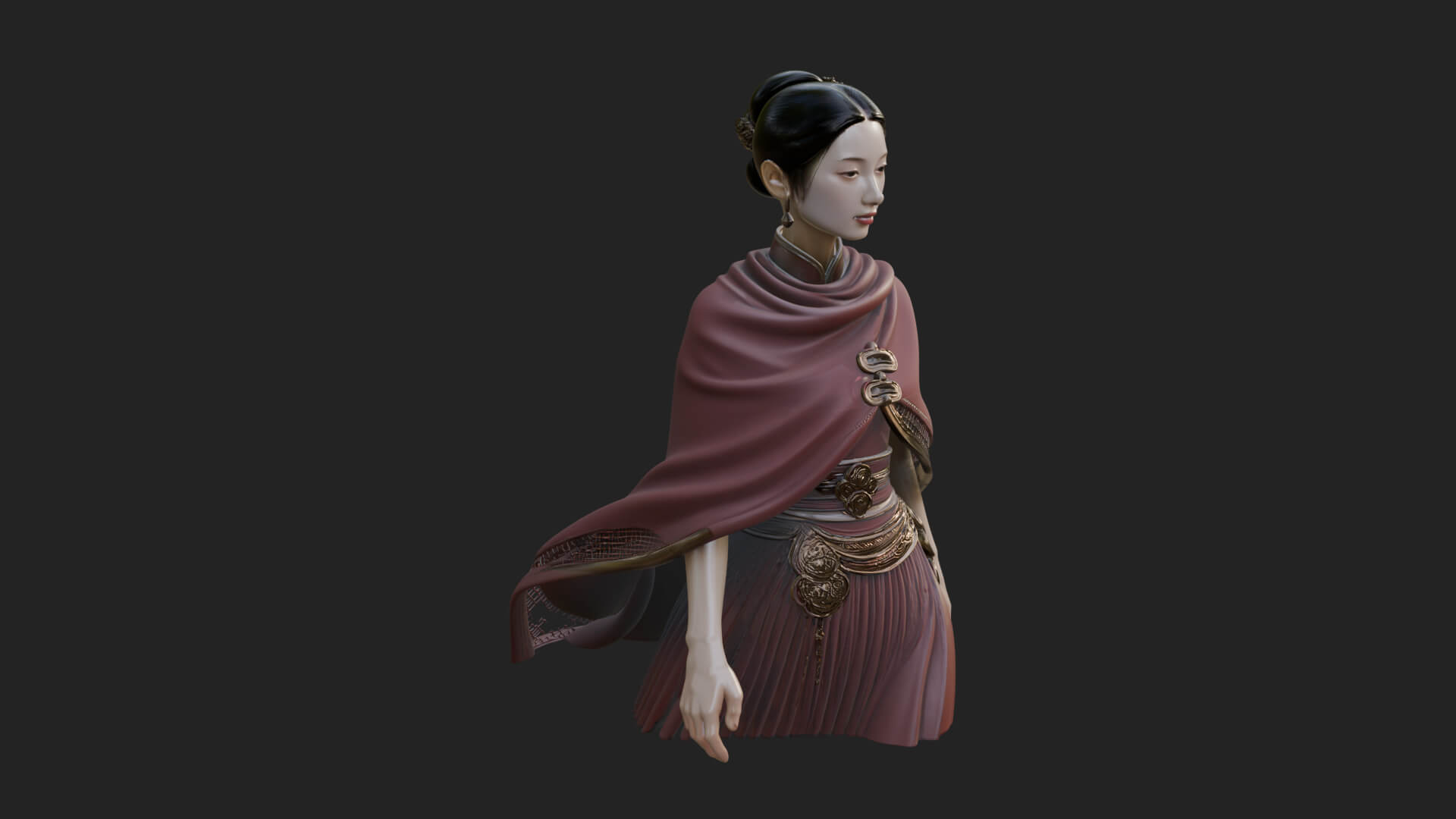 Shawl Wrapped Lady Statue Design 2 3D Print Model 3D Model
