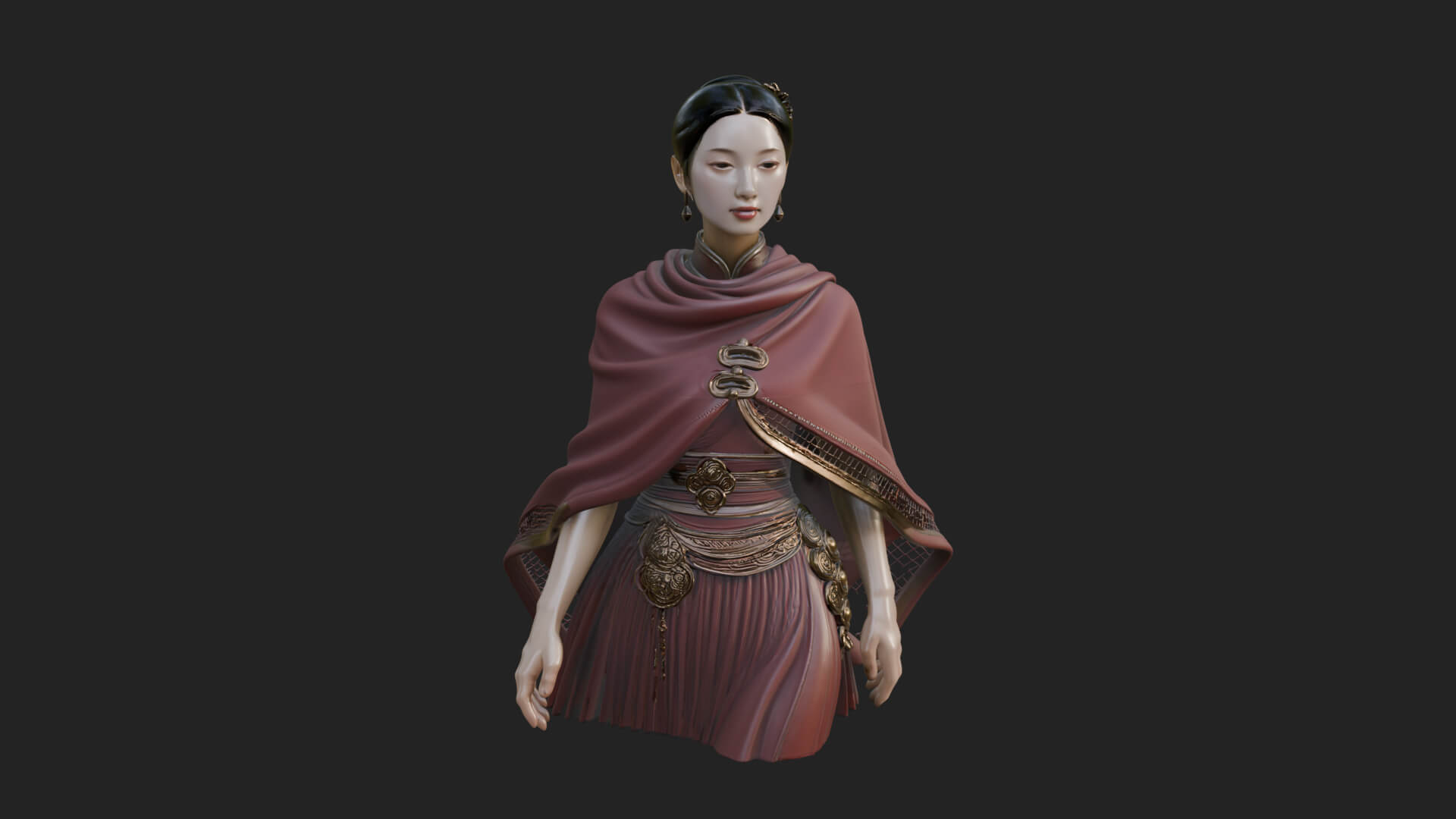 Shawl Wrapped Lady Statue Design 2 3D Print Model 3D Model