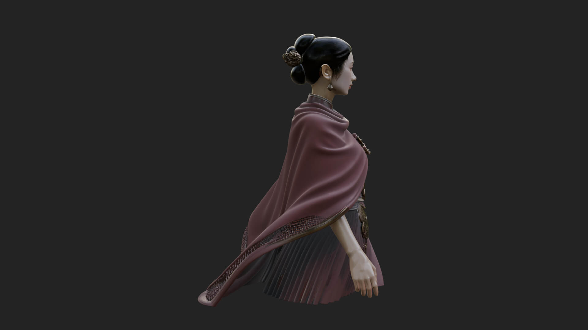 Shawl Wrapped Lady Statue Design 2 3D Print Model 3D Model
