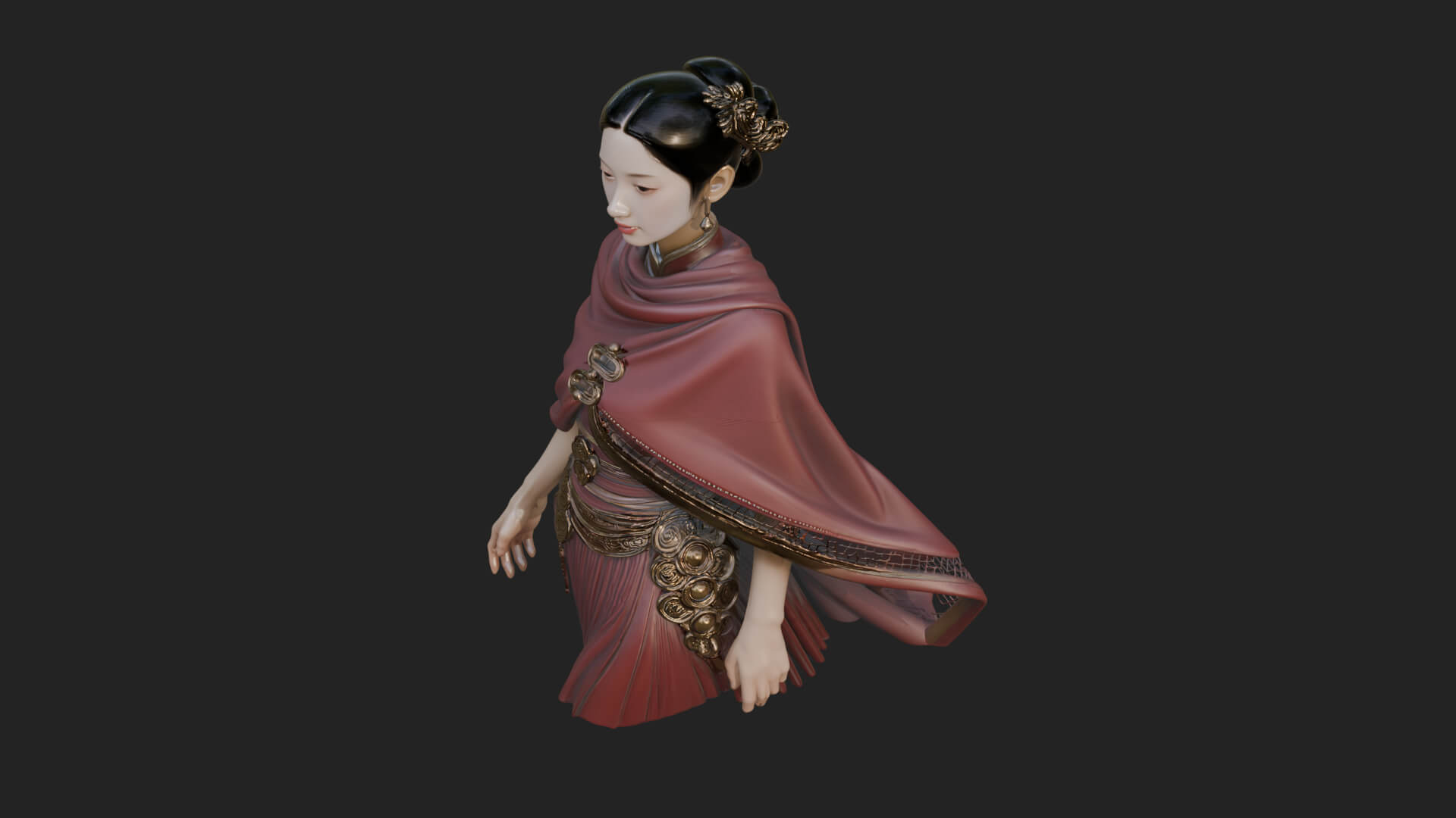 Shawl Wrapped Lady Statue Design 2 3D Print Model 3D Model