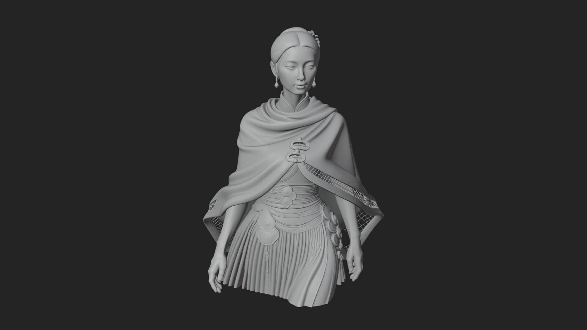 Shawl Wrapped Lady Statue Design 2 3D Print Model 3D Model