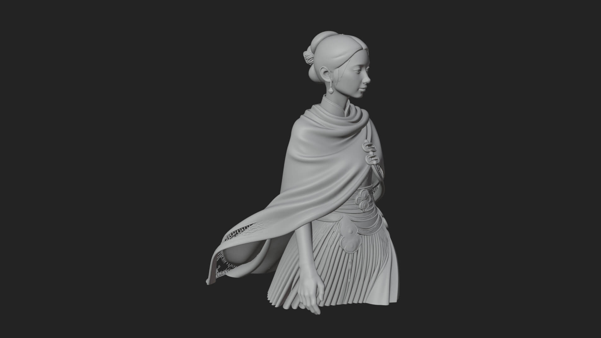 Shawl Wrapped Lady Statue Design 2 3D Print Model 3D Model