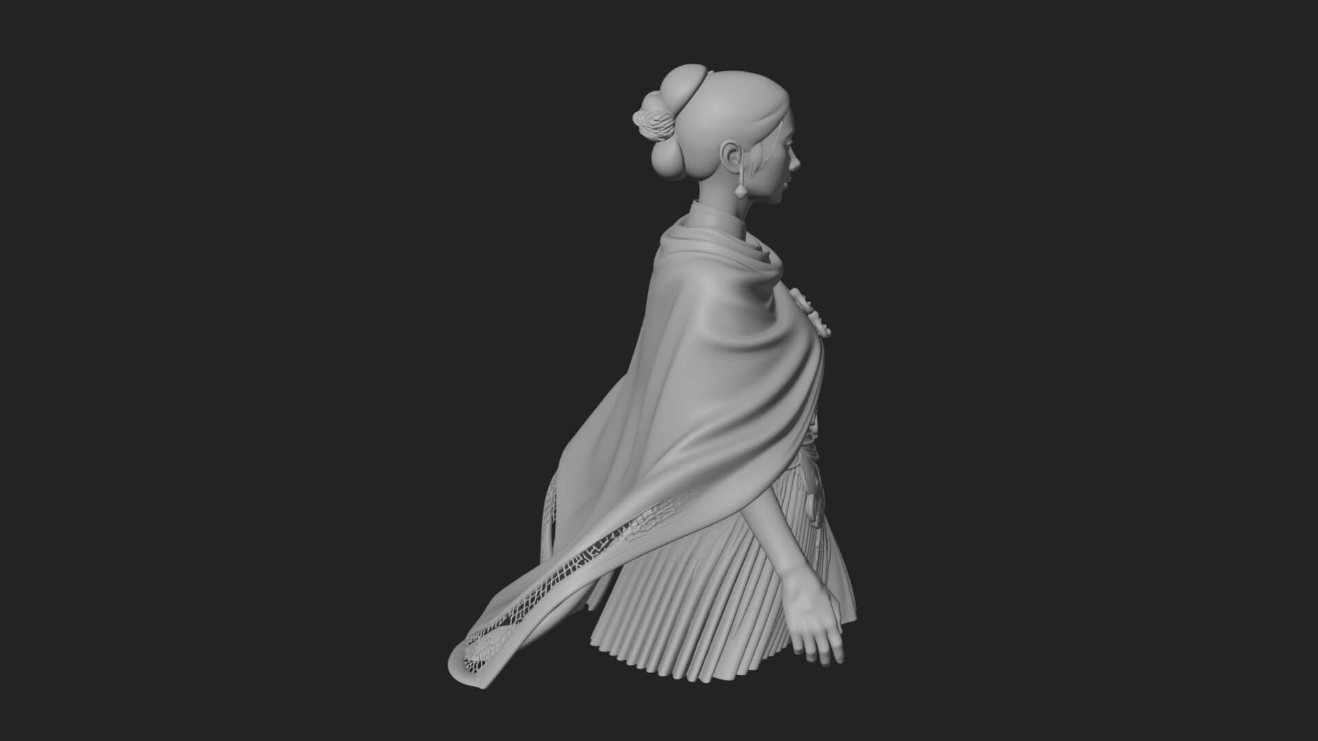 Shawl Wrapped Lady Statue Design 2 3D Print Model 3D Model