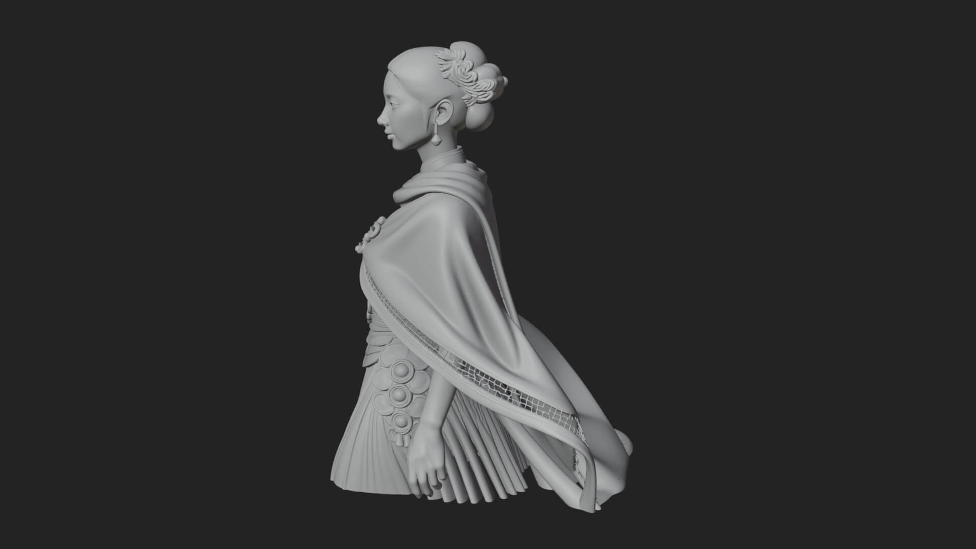 Shawl Wrapped Lady Statue Design 2 3D Print Model 3D Model