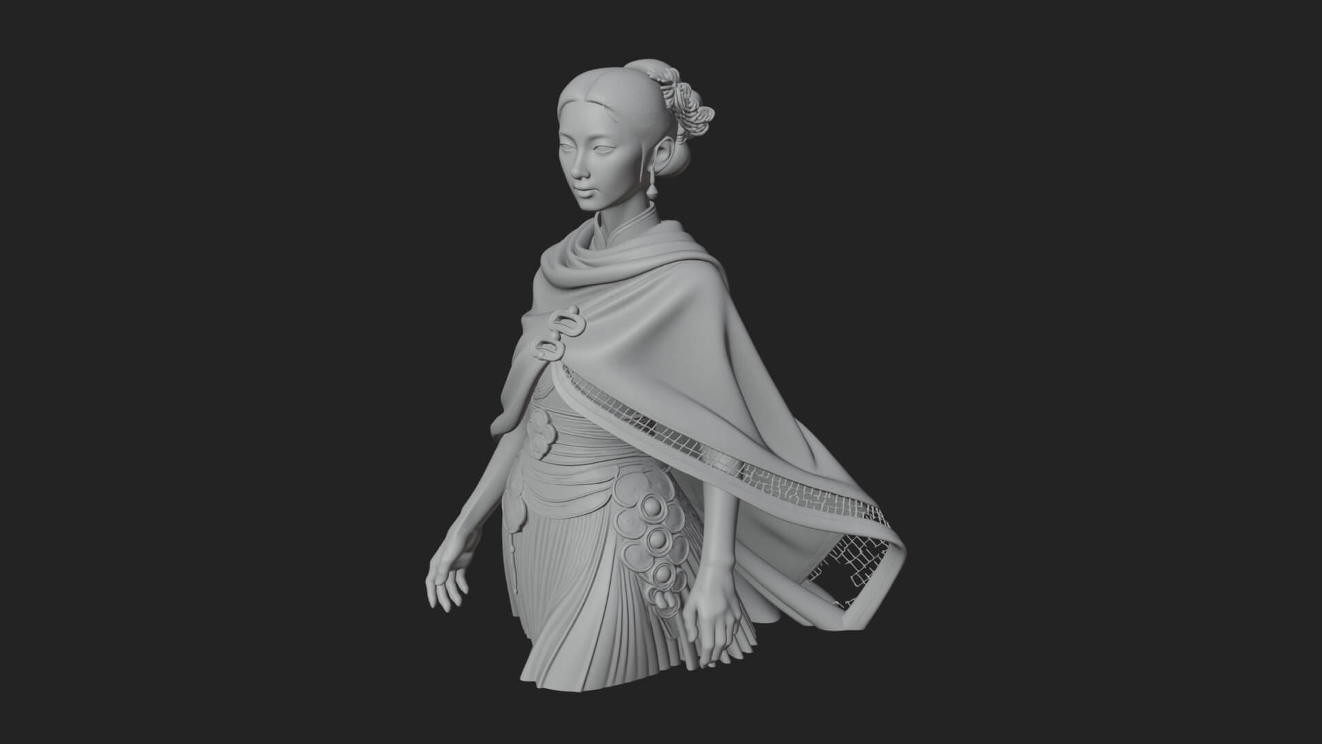 Shawl Wrapped Lady Statue Design 2 3D Print Model 3D Model