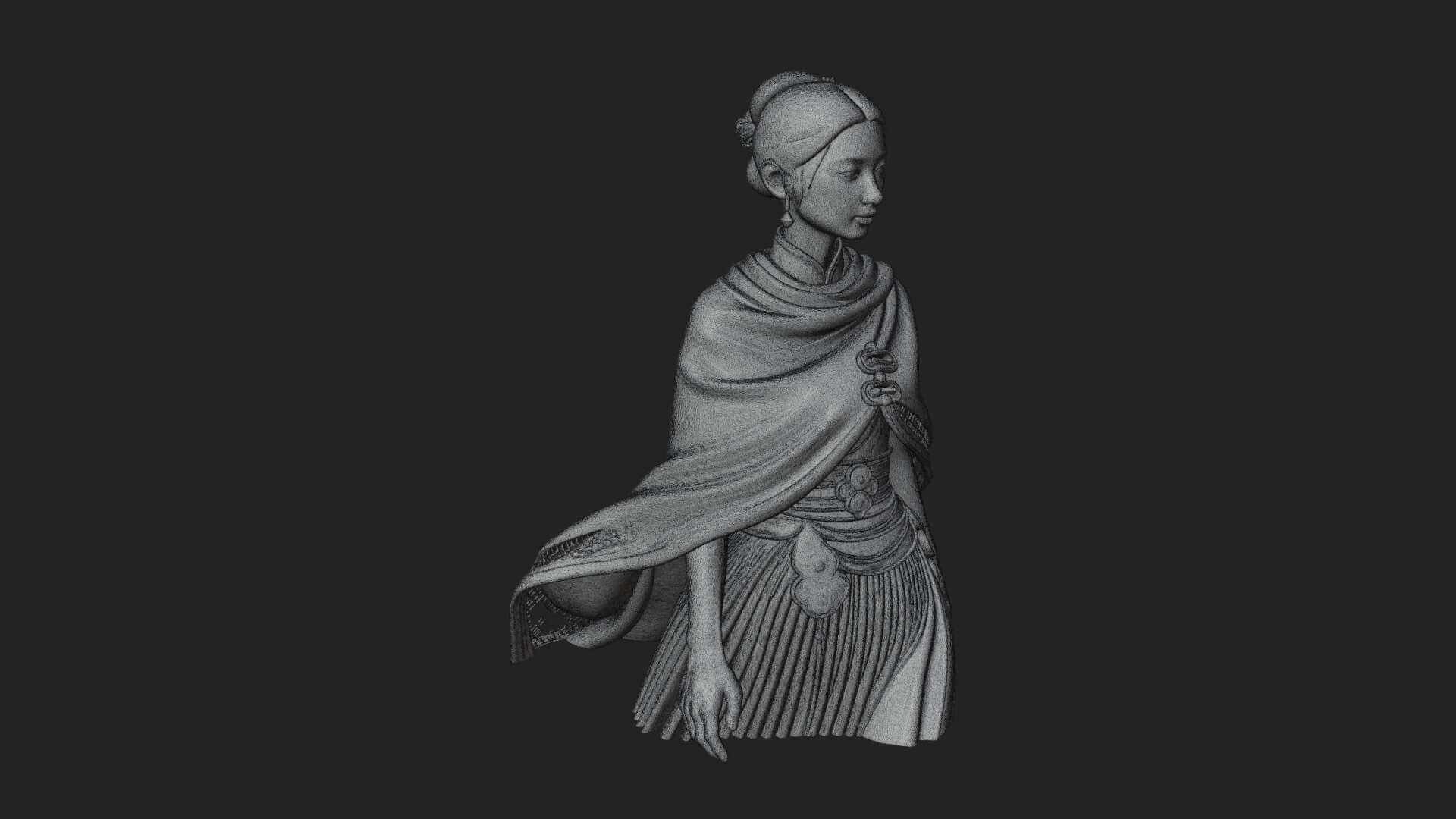 Shawl Wrapped Lady Statue Design 2 3D Print Model 3D Model