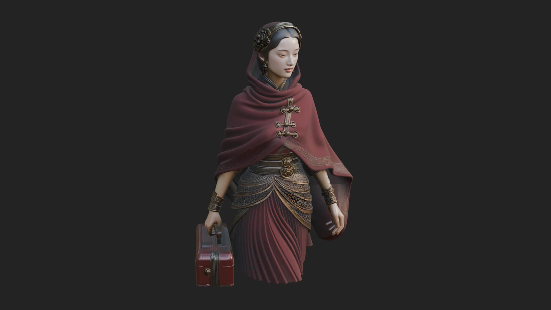 Shawl Wrapped Lady Statue Design 3 3D Print Model 3D Model