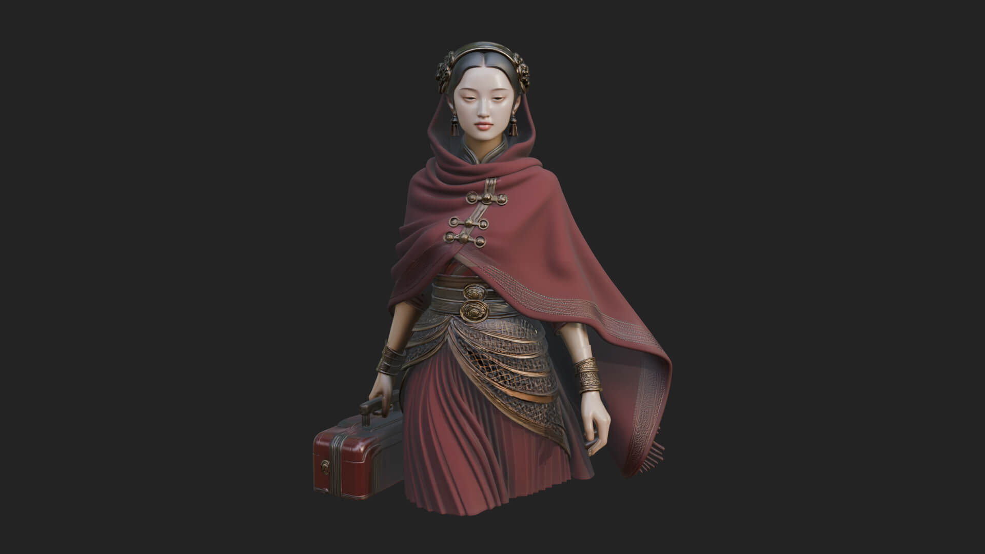 Shawl Wrapped Lady Statue Design 3 3D Print Model 3D Model