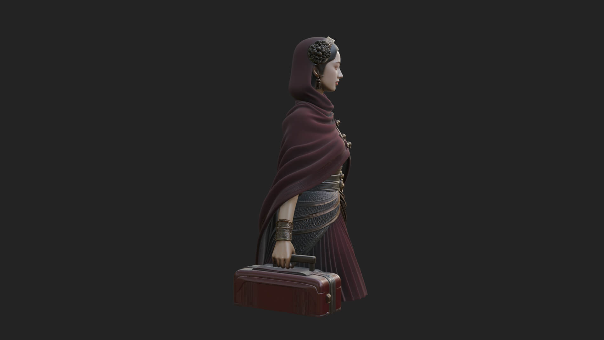 Shawl Wrapped Lady Statue Design 3 3D Print Model 3D Model