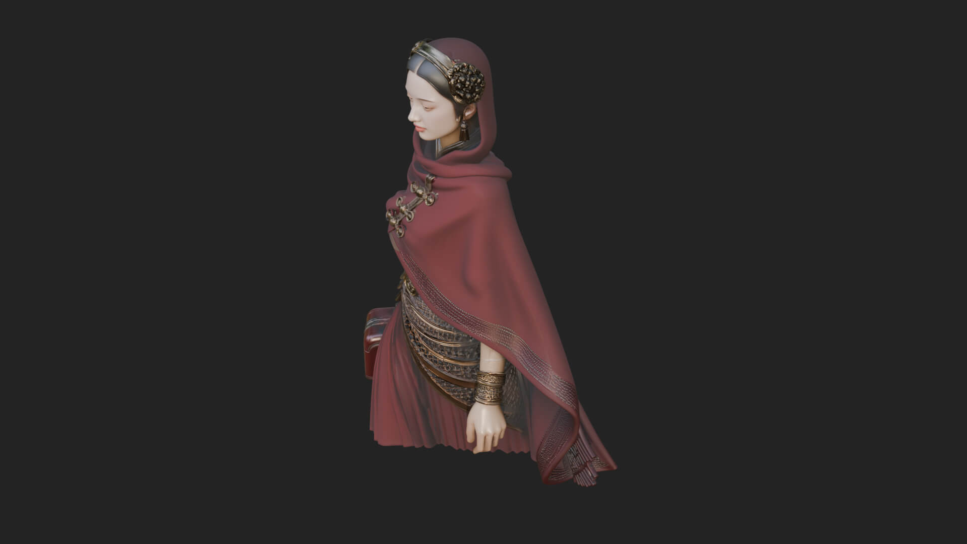 Shawl Wrapped Lady Statue Design 3 3D Print Model 3D Model