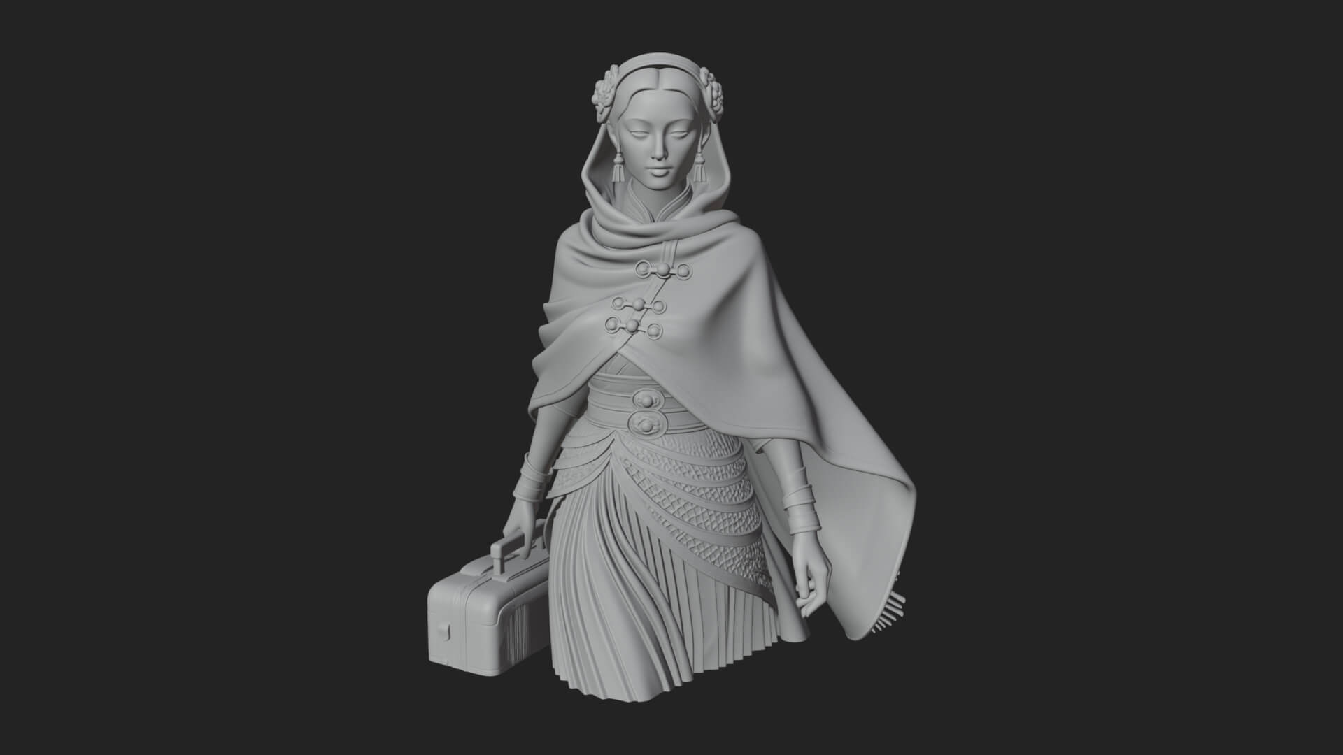 Shawl Wrapped Lady Statue Design 3 3D Print Model 3D Model