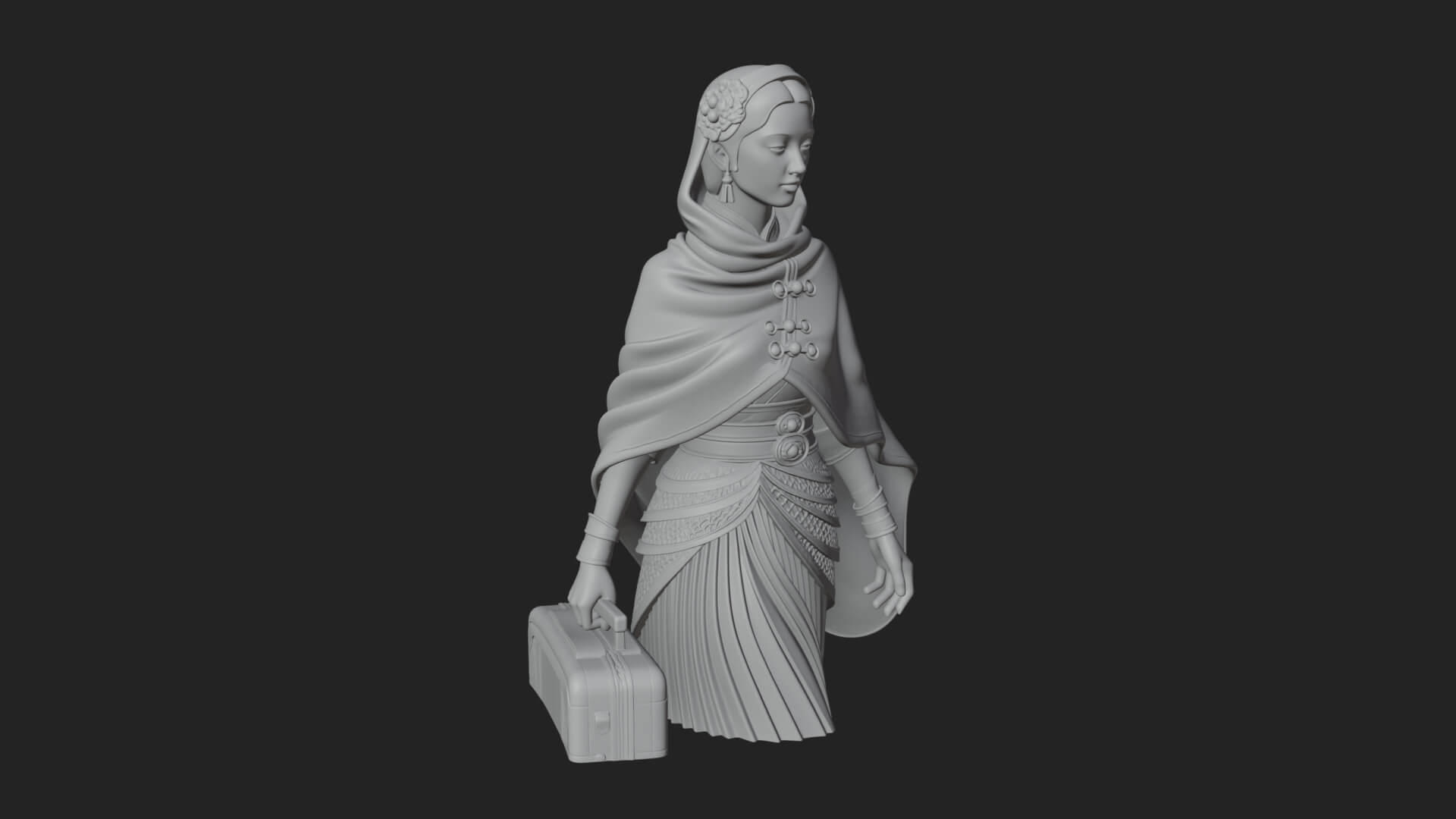 Shawl Wrapped Lady Statue Design 3 3D Print Model 3D Model