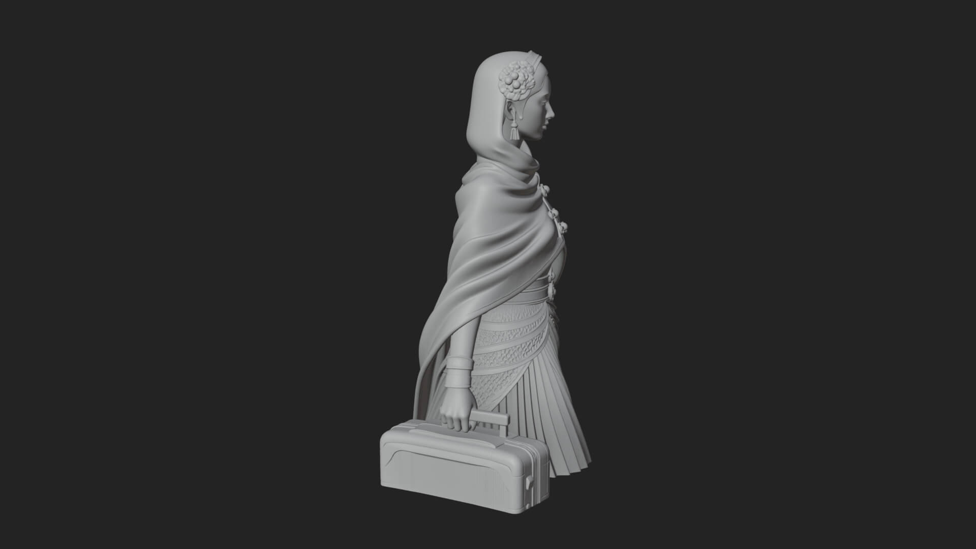 Shawl Wrapped Lady Statue Design 3 3D Print Model 3D Model