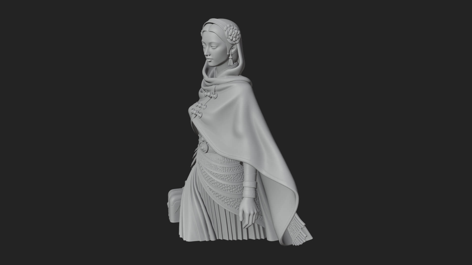 Shawl Wrapped Lady Statue Design 3 3D Print Model 3D Model