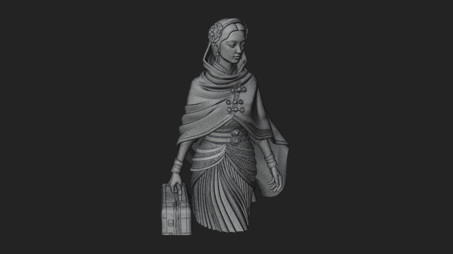 Shawl Wrapped Lady Statue Design 3 3D Print Model 3D Model