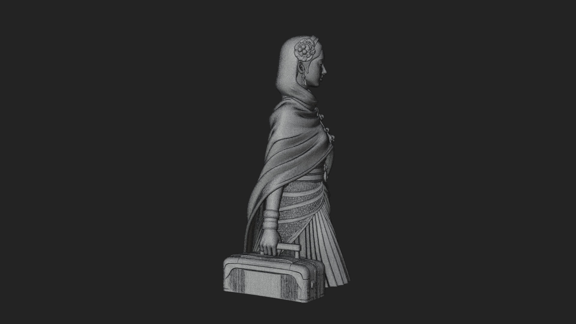 Shawl Wrapped Lady Statue Design 3 3D Print Model 3D Model