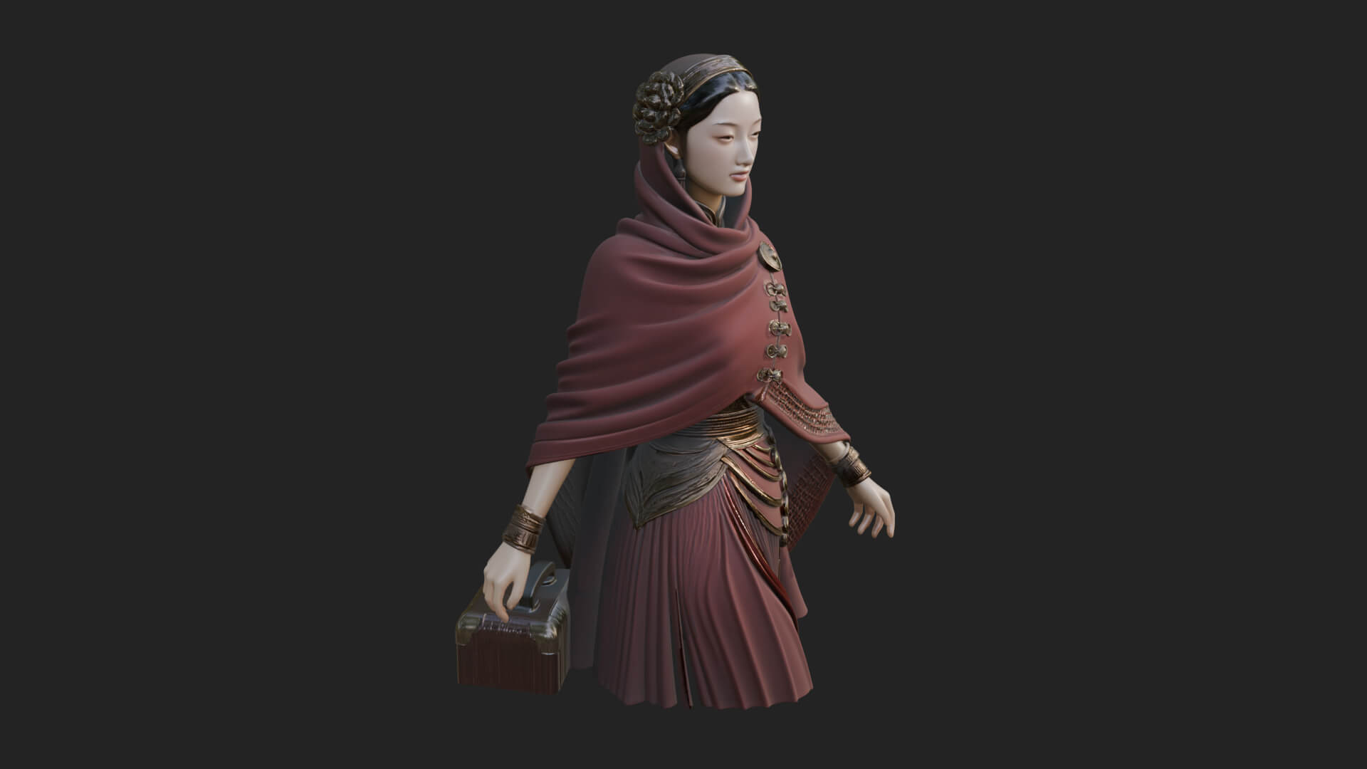 Shawl Wrapped Lady Statue Design 4 3D Print Model 3D Model