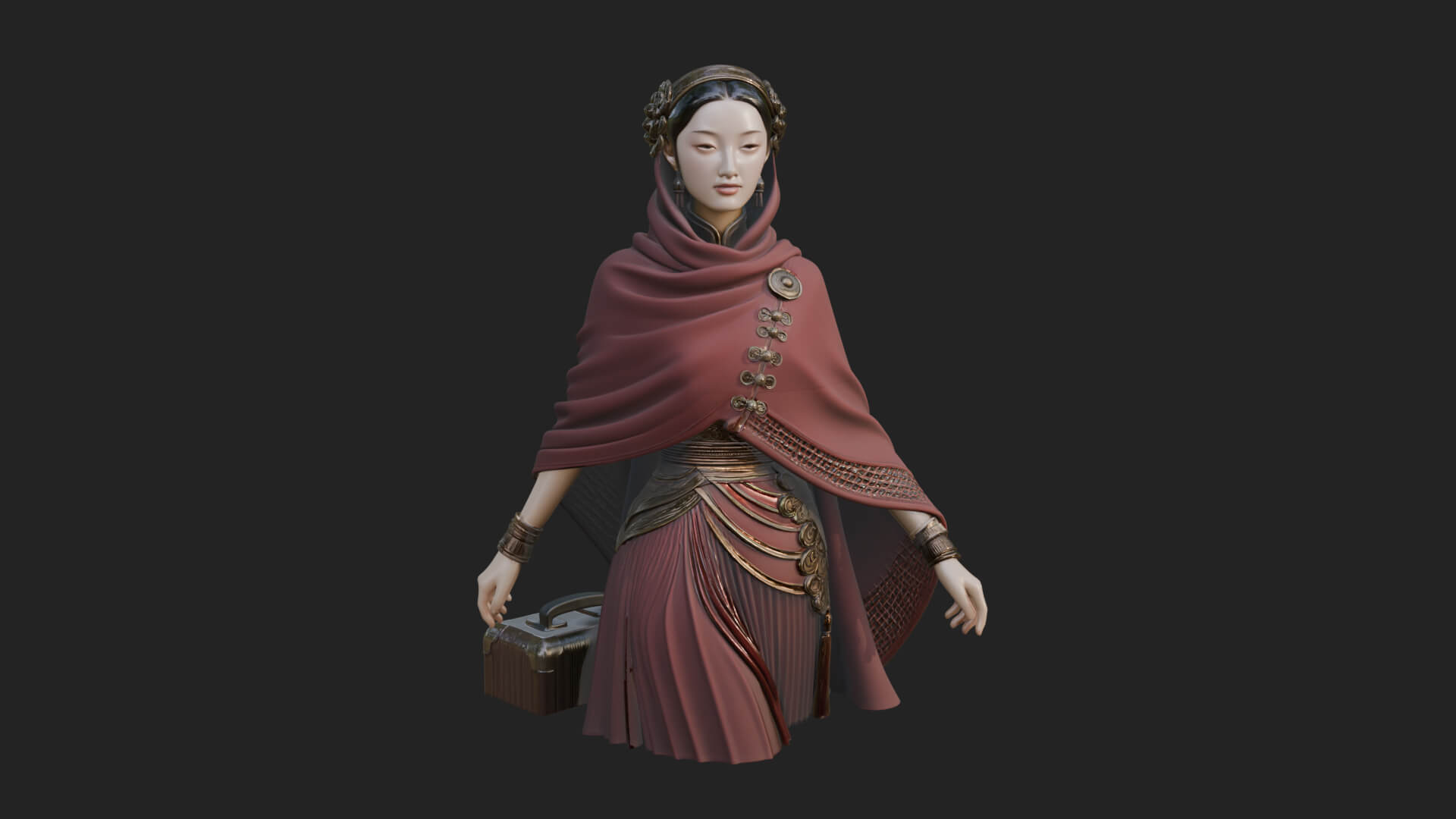 Shawl Wrapped Lady Statue Design 4 3D Print Model 3D Model