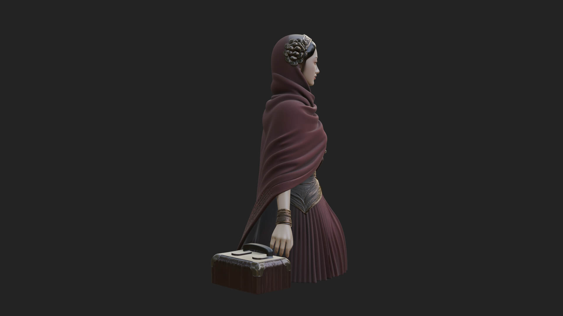 Shawl Wrapped Lady Statue Design 4 3D Print Model 3D Model