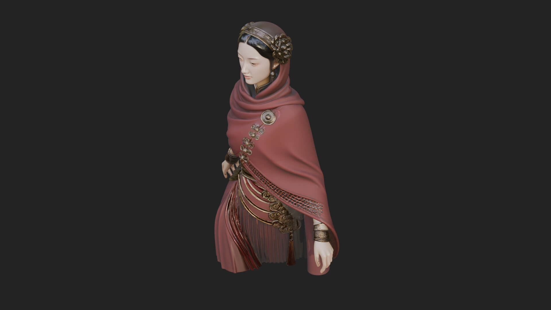 Shawl Wrapped Lady Statue Design 4 3D Print Model 3D Model