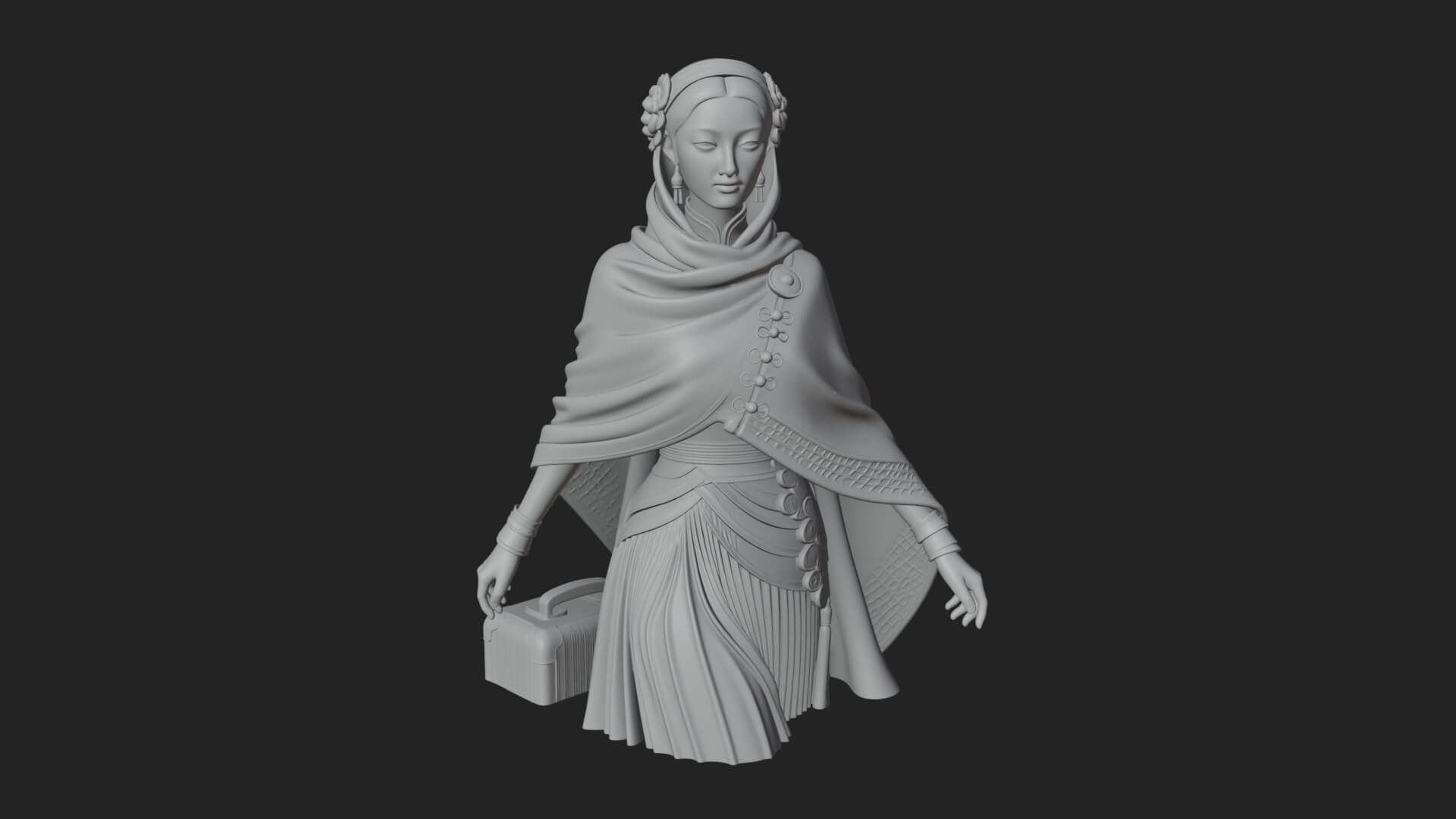 Shawl Wrapped Lady Statue Design 4 3D Print Model 3D Model