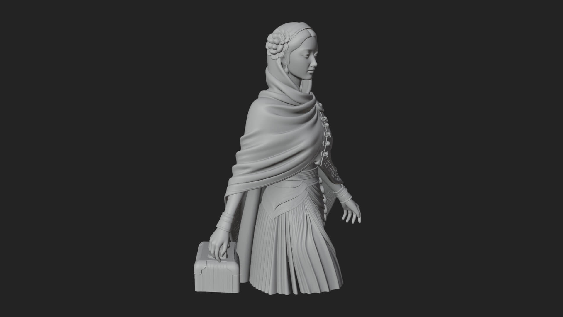 Shawl Wrapped Lady Statue Design 4 3D Print Model 3D Model
