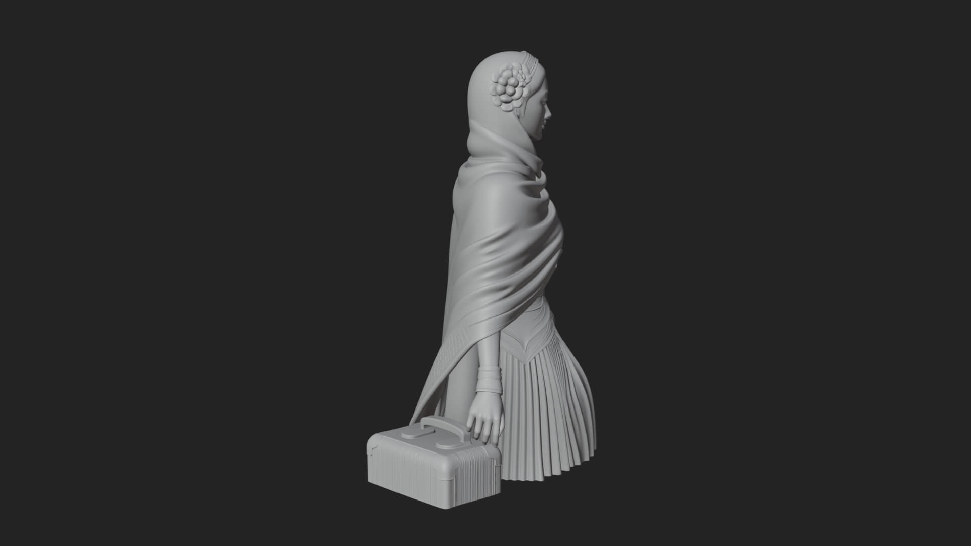 Shawl Wrapped Lady Statue Design 4 3D Print Model 3D Model
