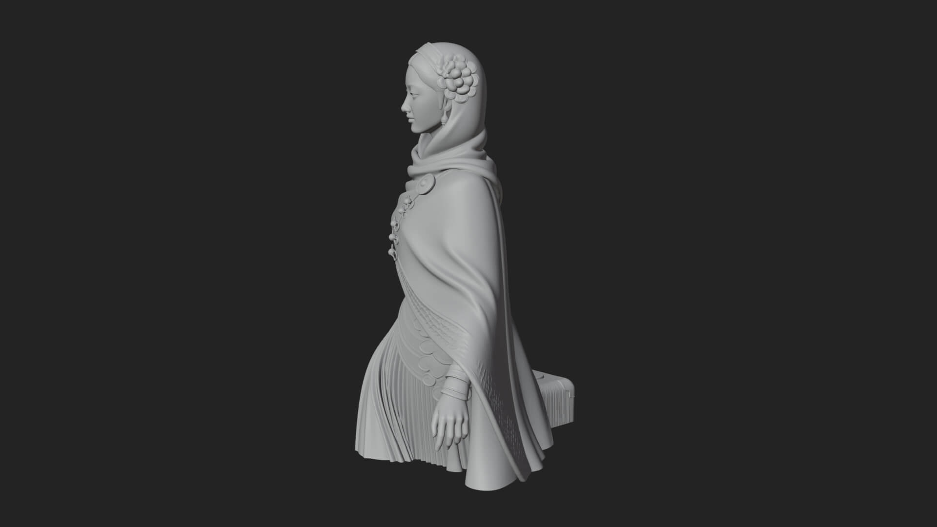 Shawl Wrapped Lady Statue Design 4 3D Print Model 3D Model