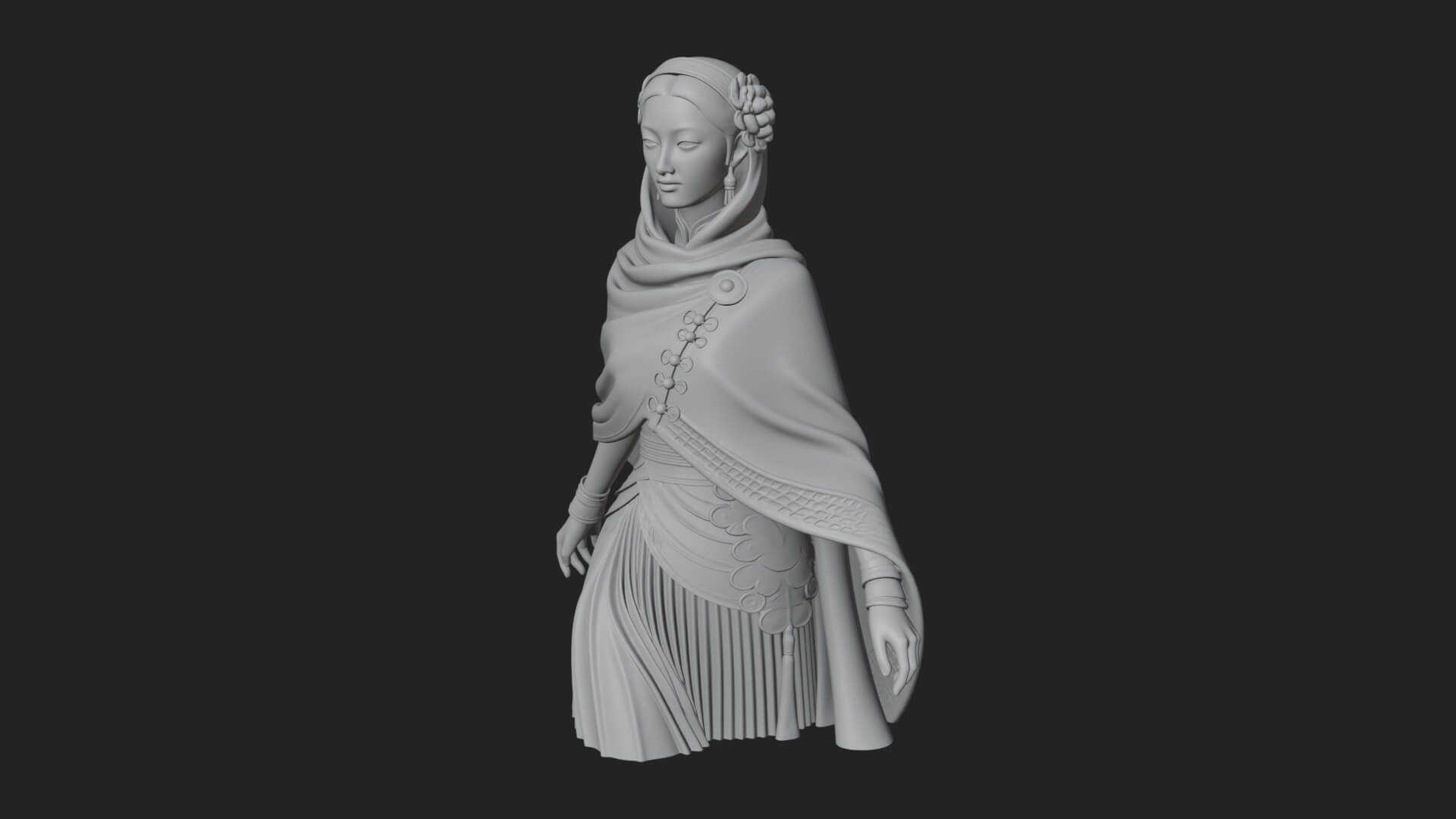 Shawl Wrapped Lady Statue Design 4 3D Print Model 3D Model