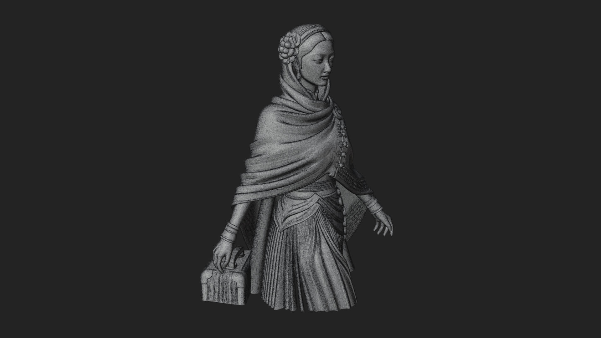 Shawl Wrapped Lady Statue Design 4 3D Print Model 3D Model
