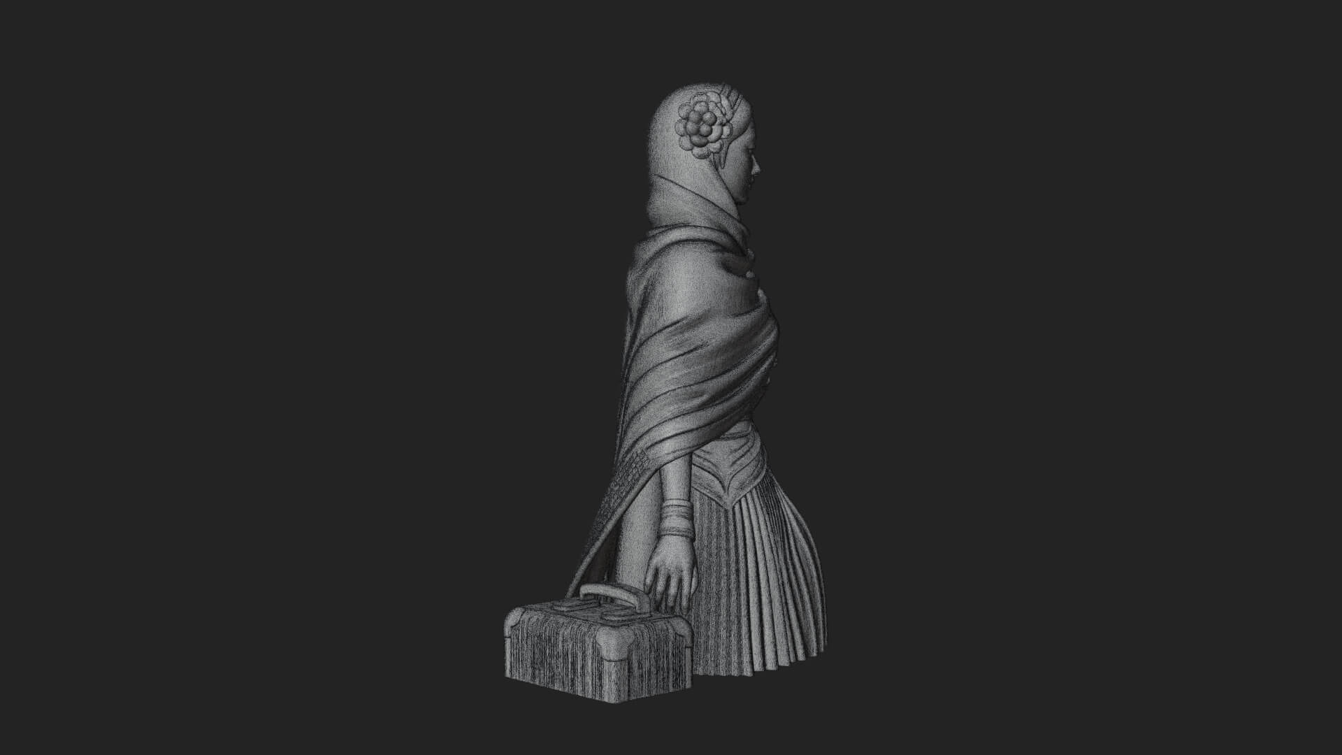 Shawl Wrapped Lady Statue Design 4 3D Print Model 3D Model