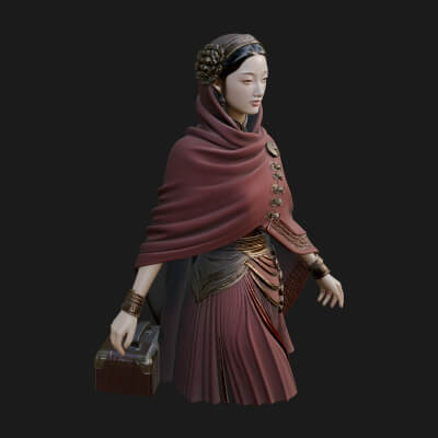 Shawl Wrapped Lady Statue Design 4 3D Print Model