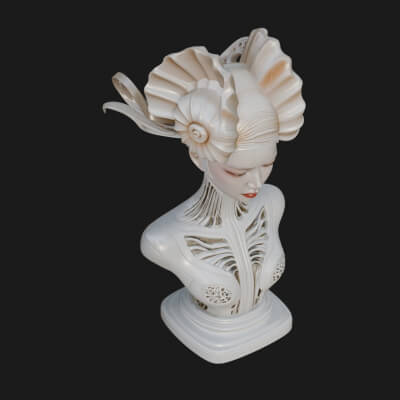 Shell Crown Woman Bust Statue Design 9 3D Print Model
