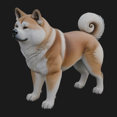 Shiba Dog Statue Design 2 3D Print Model