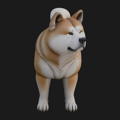 Shiba Dog Statue Design 3 3D Print Model