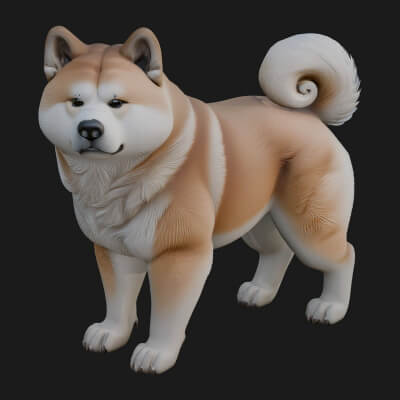 Shiba Dog Statue Design 4 3D Print Model