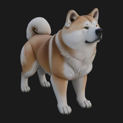 Shiba Dog Statue Design 5 3D Print Model