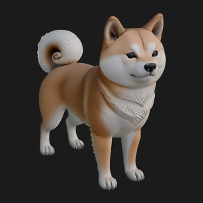 Shiba Dog Statue Design 6 3D Print Model