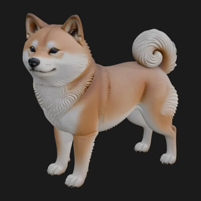 Shiba Dog Statue Design 7 3D Print Model