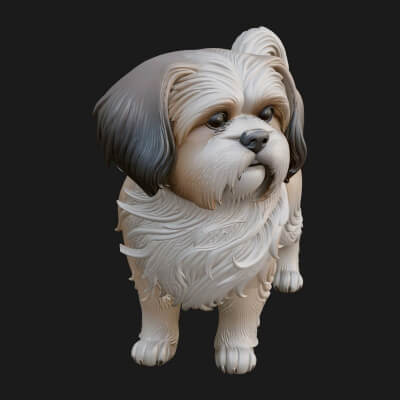 Shih Tzu Dog Statue Design 1 3D Print Model