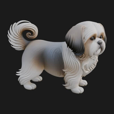 Shih Tzu Dog Statue Design 2 3D Print Model