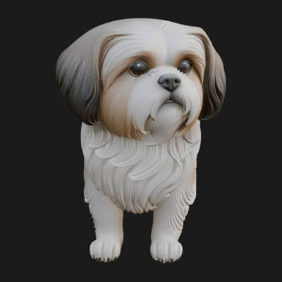 Shih Tzu Dog Statue Design 3 3D Print Model