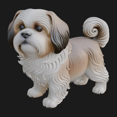 Shih Tzu Dog Statue Design 4 3D Print Model