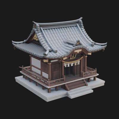 Shinto Shrine Temple Design 1 3D Print Model