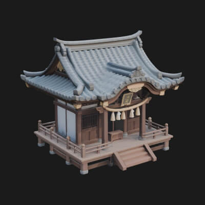 Shinto Shrine Temple Design 2 3D Print Model