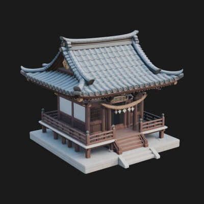 Shinto Shrine Temple Design 3 3D Print Model