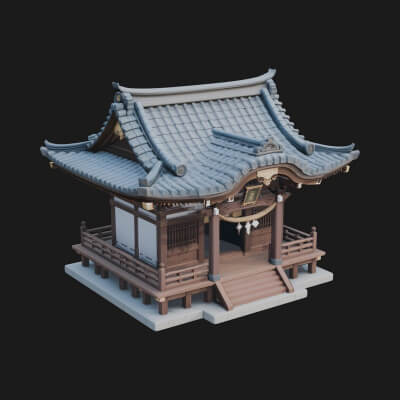 Shinto Shrine Temple Design 4 3D Print Model
